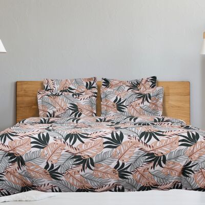 Tropical print cotton satin duvet cover 240x220 cm