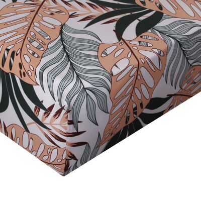 Cotton satin fitted sheet 160x200 cm with Tropical print