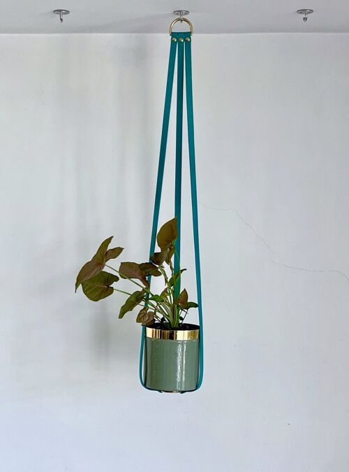 The Teal Vegan Leather Plant Hanger SILVER