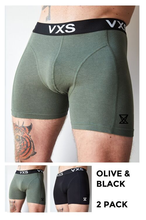 Bamboo Boxers 2 Pack [Olive/Black]