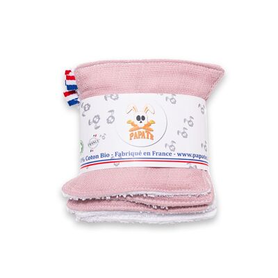 White and Pink Organic Cotton Washable Wipes