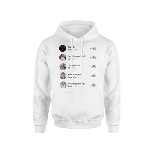"Why do all legends die?" white hoodie