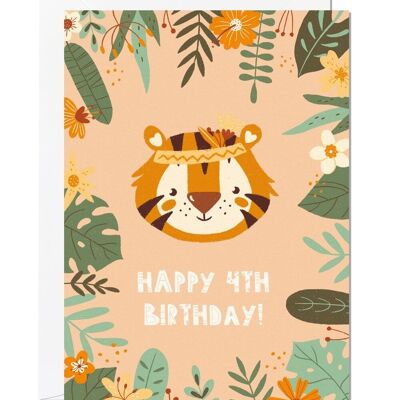 4e anniversaire | Carte d'anniversaire pour enfants