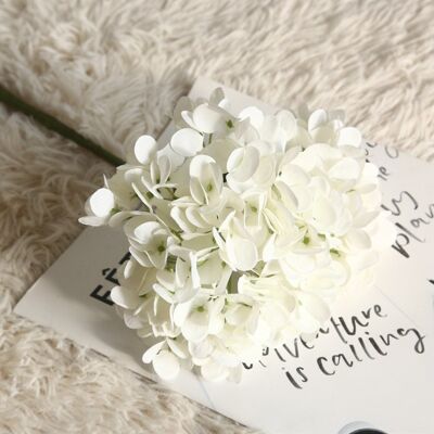 Flor artificial de un solo tallo de hortensia - Blanco - X3