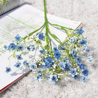 Fleur artificielle Milano Gypsophila Feel à une branche de couleur - Bleu