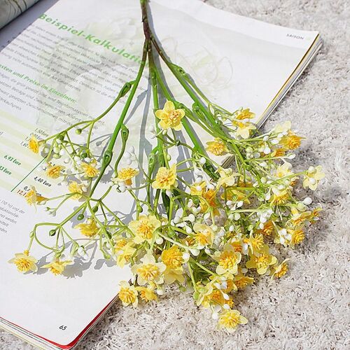 Single Branch Color Milano Gypsophila Feel Artificial Flower - Yellow