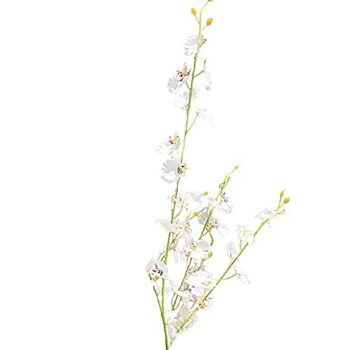 1Pc Fleurs D'orchidées Dansantes Artificielles Avec Longue Tige - Blanc 1