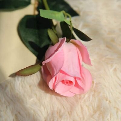 Rose Bud Single Stem Artificial Flowers - Dark Pink