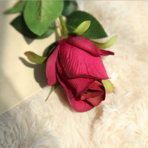 Rose Bud Single Stem Artificial Flowers - Rose Red