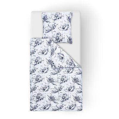 BLACK FLOWERS printed bed linen 135x200cm