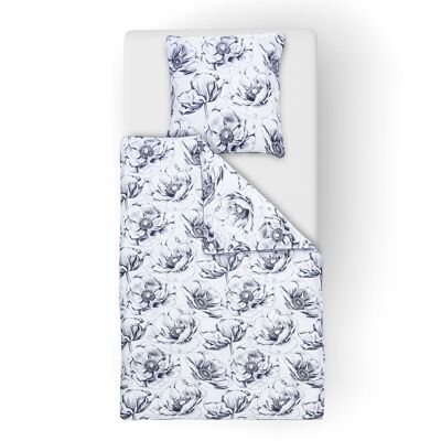 BLACK FLOWERS printed bed linen 155x220cm