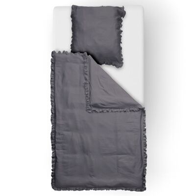 Ruffle bed linen AMELIE Anthracite 135x200cm