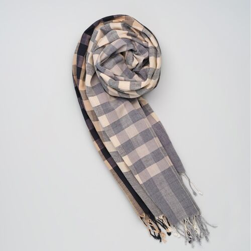 Light Gray Soft 100% Cotton Square Scarf All Season -  Sweden