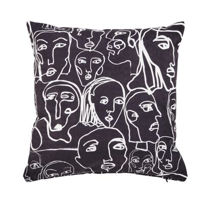 VELOR PRINT cushion cover BLACK CROWD 45x45cm