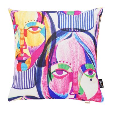 Housse de coussin IMPRIMÉ VELOURS FEMMES VISAGES 45x45cm