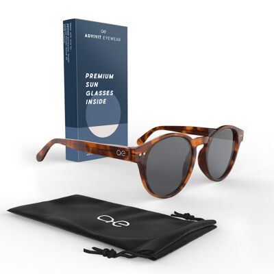 ADVIVIT Eyewear Premium Sonnenbrille Damen Herren aus Acetat UV400 CE | Handgemacht Polarisiert Vintage | Sonnen Brille Rund Unisex Handmade Sunglasses Sun Glasses Tönung CAT3 (Tortoise, brown, SOL 49)