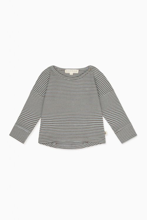 Stripe top blue & brown