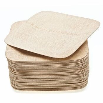Assiettes carrées en bambou réutilisables - Paquet de 30 1