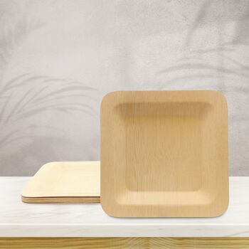 Assiettes carrées en bambou réutilisables - Paquet de 30 17