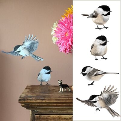 Chickadees Illustration Wall Decal Wall Stickers