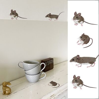 Wood Mouse Illustration Wall Decal Wall Sticker