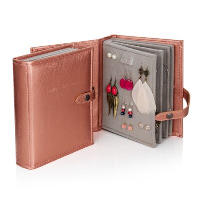 Kleines Buch mit Ohrringen Roségold Perfekter Ohrring-Organizer.