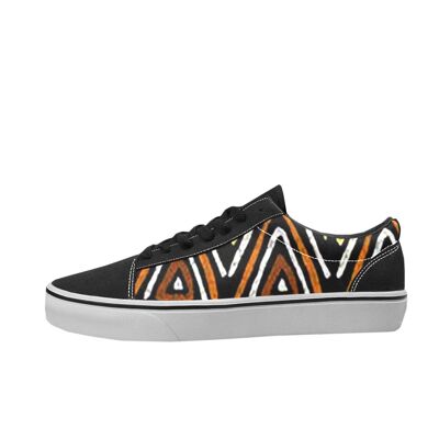 Afrikanischer Bogolan-Skateboard-Sneaker-Schuh für Frauen__US 7.5 / Weiß