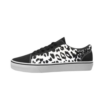 Baskets de skateboard pour femmes à imprimé léopard noir et blanc__US 7.5 / White 1