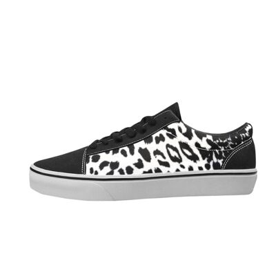 Black and White Leopard Print Women Skateboarding Sneakers__US 7.5 / White