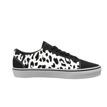 Baskets de skateboard pour femmes à imprimé léopard noir et blanc__US 7.5 / White 3