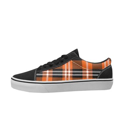 Sneakers da skateboard da donna con stampa scozzese multicolore arancione__US 7.5 / Bianco