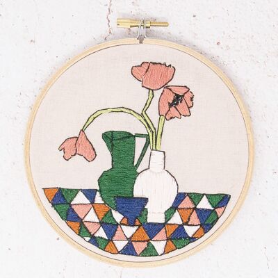 Geometric Poppies Modern Embroidery Kit