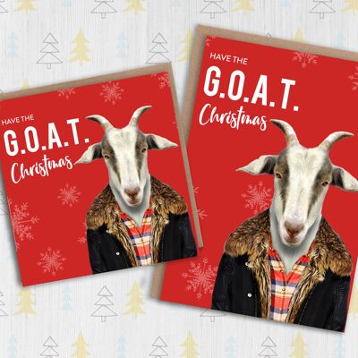 Cabra Navidad, tarjeta navideña: la mejor de todos los tiempos (G.O.A.T) Navidad (Animalyser)