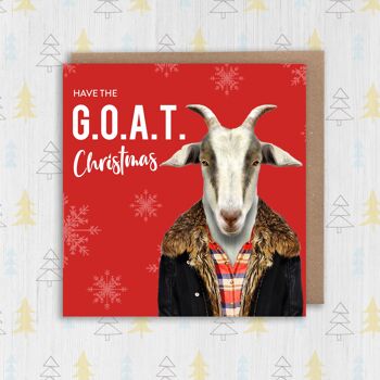 Chèvre de Noël, carte de vœux : Noël le plus grand de tous les temps (G.O.A.T) (Animalyser) 2