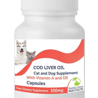 Olio di fegato di merluzzo Animali domestici Vitamine Capsule Confezione ricarica da 120 capsule