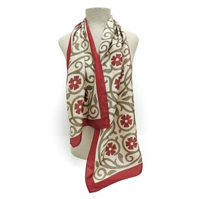 Red Flower silk foulard