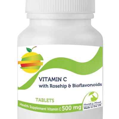 Tabletas de vitamina C con bioflavonoides de rosa mosqueta 500 mg