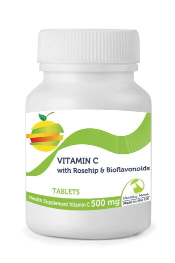 Vitamine C avec Rose Musquée Bioflavonoïdes Comprimés 500mg 60 Comprimés FLACON