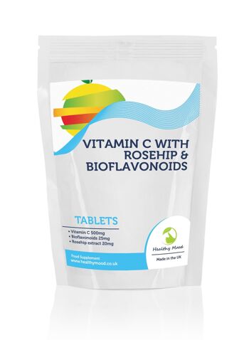 Vitamine C avec comprimés de bioflavonoïdes de rose musquée 500 mg 60 comprimés Recharge 1