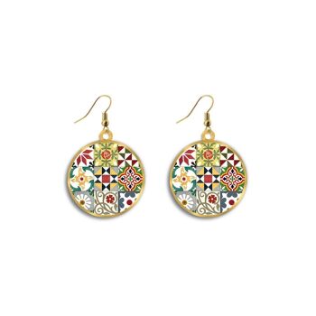 Boucles d'oreilles rondes Modernist Tiles 1