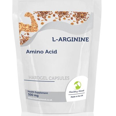 L-Arginina Aminoácido 500 mg Cápsulas Paquete de recarga de 30 cápsulas