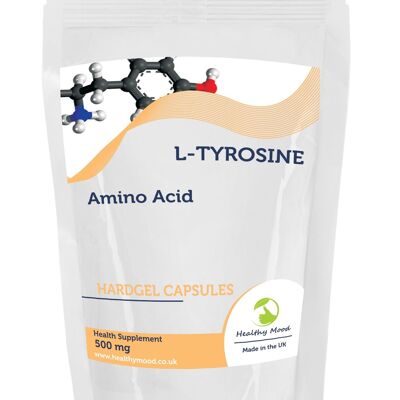 L-Tirosina Aminoácido 500 mg Cápsulas Paquete de Recambio de 60 Tabletas