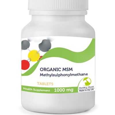 MSM Orgánico Metilsulfonilmetano 1000 mg Tabletas 500 Tabletas BOTELLA