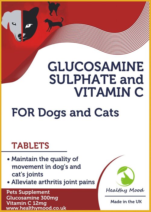 GLUCOSAMINE SULPHATE 300mg VITAMIN C Dogs and Cats Tablets (1)