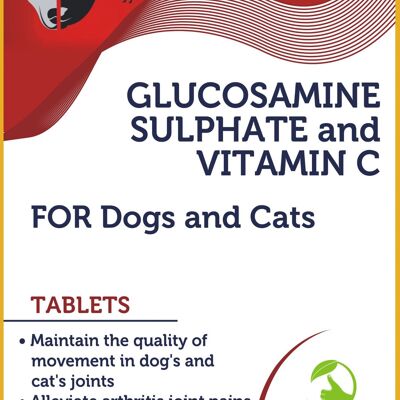 GLUCOSAMINE SULPHATE 300mg VITAMIN C Dogs and Cats Tablets (1)