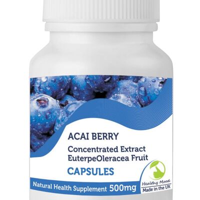 Acai Berry Konzentrierter Extrakt Antioxidans 500mg Hardgel Kapseln 60 Kapseln Nachfüllpackung