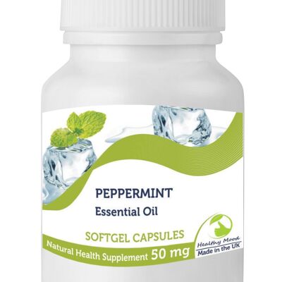 Cápsulas de 50 mg de aceite esencial de menta natural puro