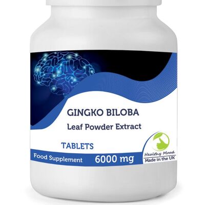 Ginkgo Biloba Herb Extract 6000mg Tablets 30 Tablets BOTTLE