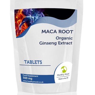 Extracto de raíz de maca Ginseng 500 mg Comprimidos Paquete de recarga de 30 comprimidos