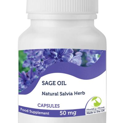 Aceite de salvia 50 mg Cápsulas Paquete de recarga de 30 cápsulas